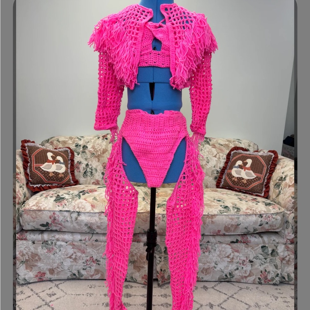 Vibrant Pink Crochet Outfit
